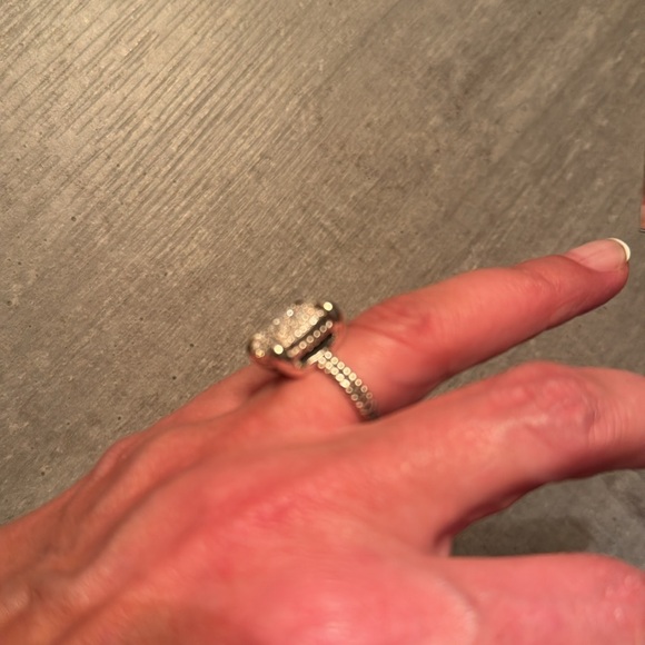 David Yurman Sterling Silver Chatelaine 14mm Diamond Pave Ring Size 7 - Picture 7 of 10